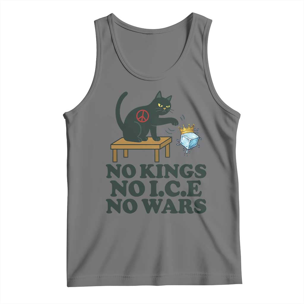 No Kings No Ice No Wars Cat Tank Top Funny Political Freedom Activist TS11 Black Heather Print Your Wear
