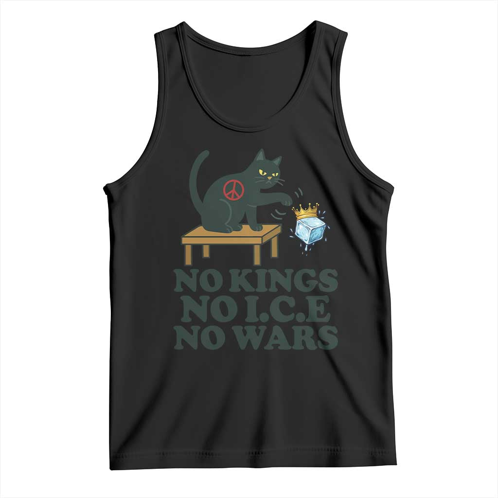 No Kings No Ice No Wars Cat Tank Top Funny Political Freedom Activist TS11 Black Print Your Wear