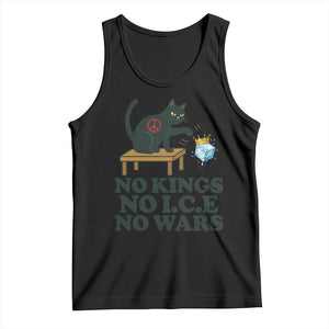 No Kings No Ice No Wars Cat Tank Top Funny Political Freedom Activist TS11 Black Print Your Wear
