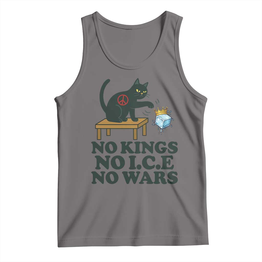No Kings No Ice No Wars Cat Tank Top Funny Political Freedom Activist TS11 Deep Heather Print Your Wear