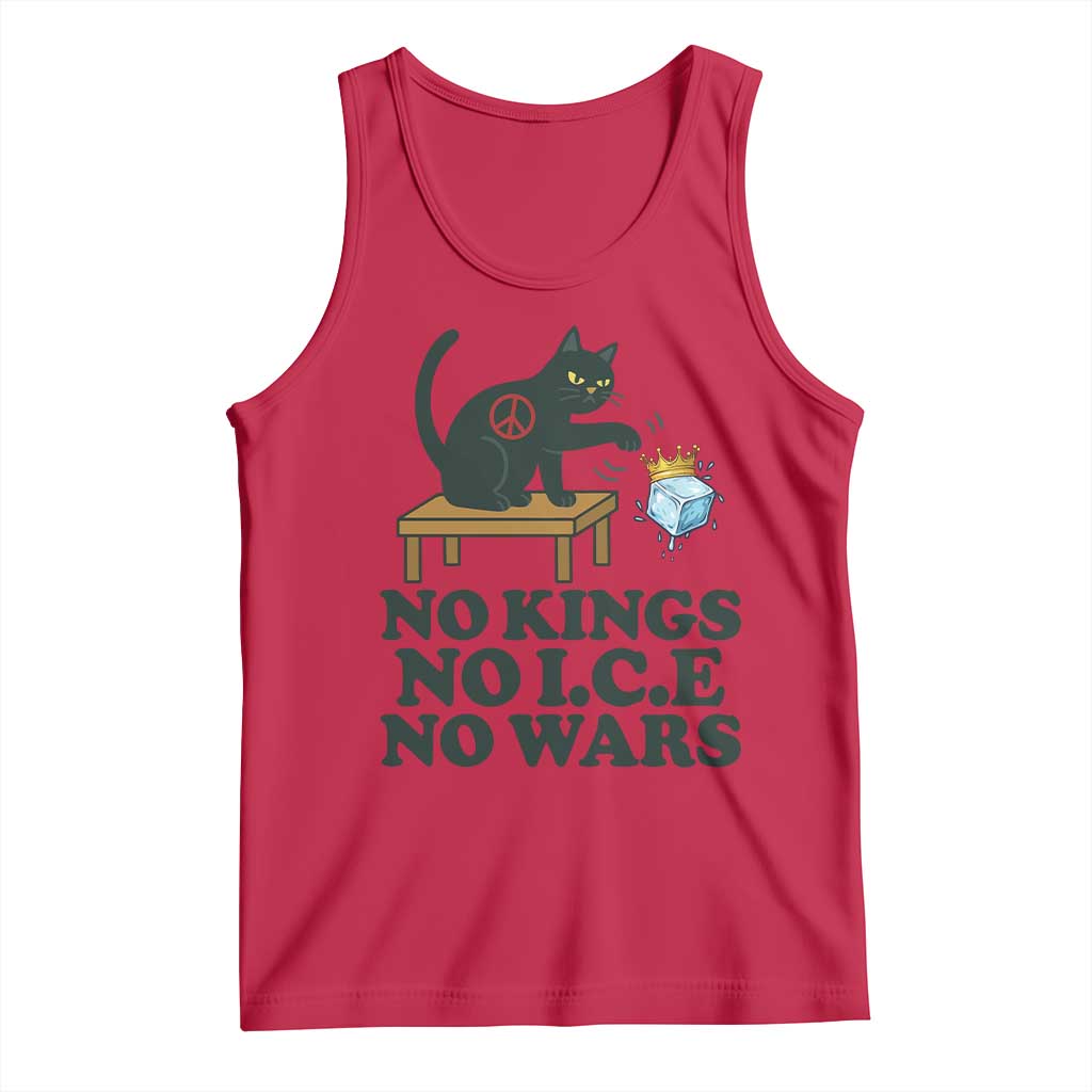 No Kings No Ice No Wars Cat Tank Top Funny Political Freedom Activist TS11 Red Print Your Wear