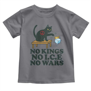 No Kings No Ice No Wars Cat Toddler T Shirt Funny Political Freedom Activist TS11 Charcoal Print Your Wear