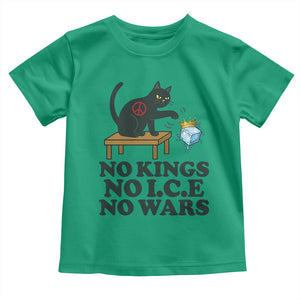 No Kings No Ice No Wars Cat Toddler T Shirt Funny Political Freedom Activist TS11 Irish Green Print Your Wear