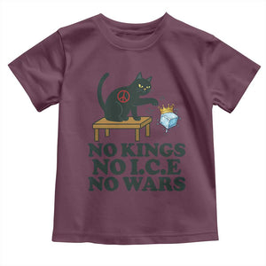 No Kings No Ice No Wars Cat Toddler T Shirt Funny Political Freedom Activist TS11 Maroon Print Your Wear