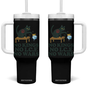 No Kings No Ice No Wars Cat Tumbler With Handle Funny Political Freedom Activist TS11 One Size: 40 oz Black Print Your Wear