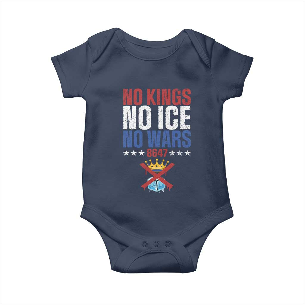No Kings No Ice No Wars 8647 Baby Onesie Rejecting Kings Anti Authoritarian TS11 Navy Print Your Wear