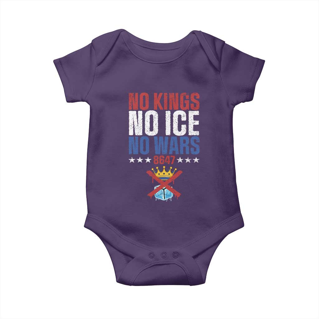 No Kings No Ice No Wars 8647 Baby Onesie Rejecting Kings Anti Authoritarian TS11 Purple Print Your Wear