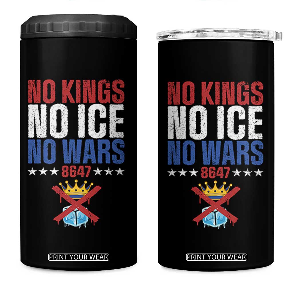 No Kings No Ice No Wars 8647 4 in 1 Can Cooler Tumbler Rejecting Kings Anti Authoritarian TS11 One Size: 16 oz Black Print Your Wear