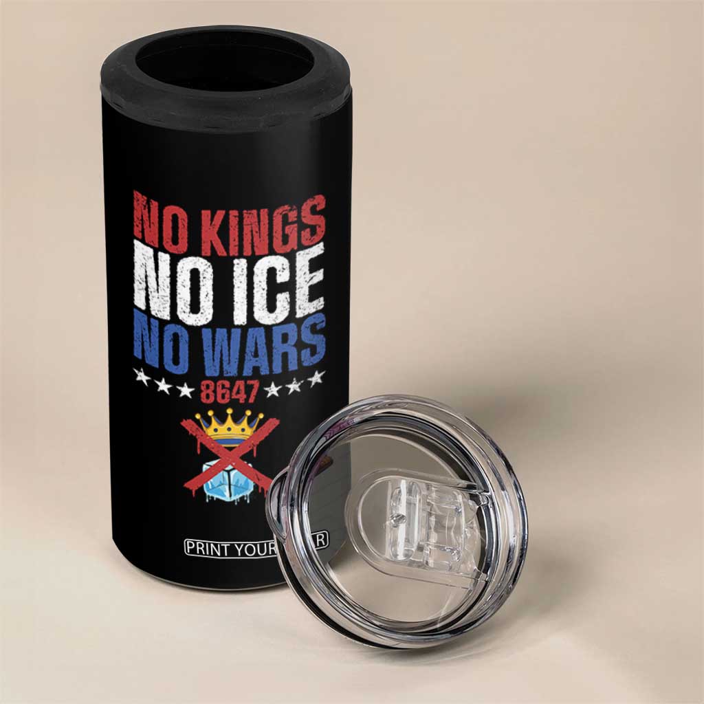 No Kings No Ice No Wars 8647 4 in 1 Can Cooler Tumbler Rejecting Kings Anti Authoritarian TS11 Print Your Wear