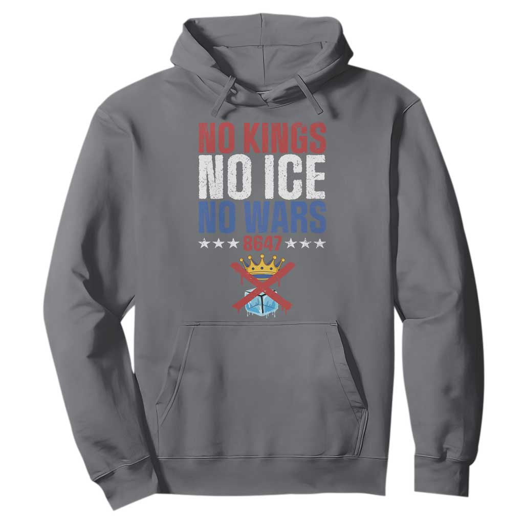 No Kings No Ice No Wars 8647 Hoodie Rejecting Kings Anti Authoritarian TS11 Charcoal Print Your Wear