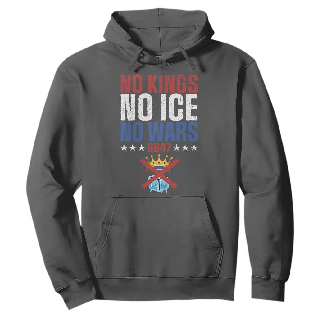 No Kings No Ice No Wars 8647 Hoodie Rejecting Kings Anti Authoritarian TS11 Dark Heather Print Your Wear