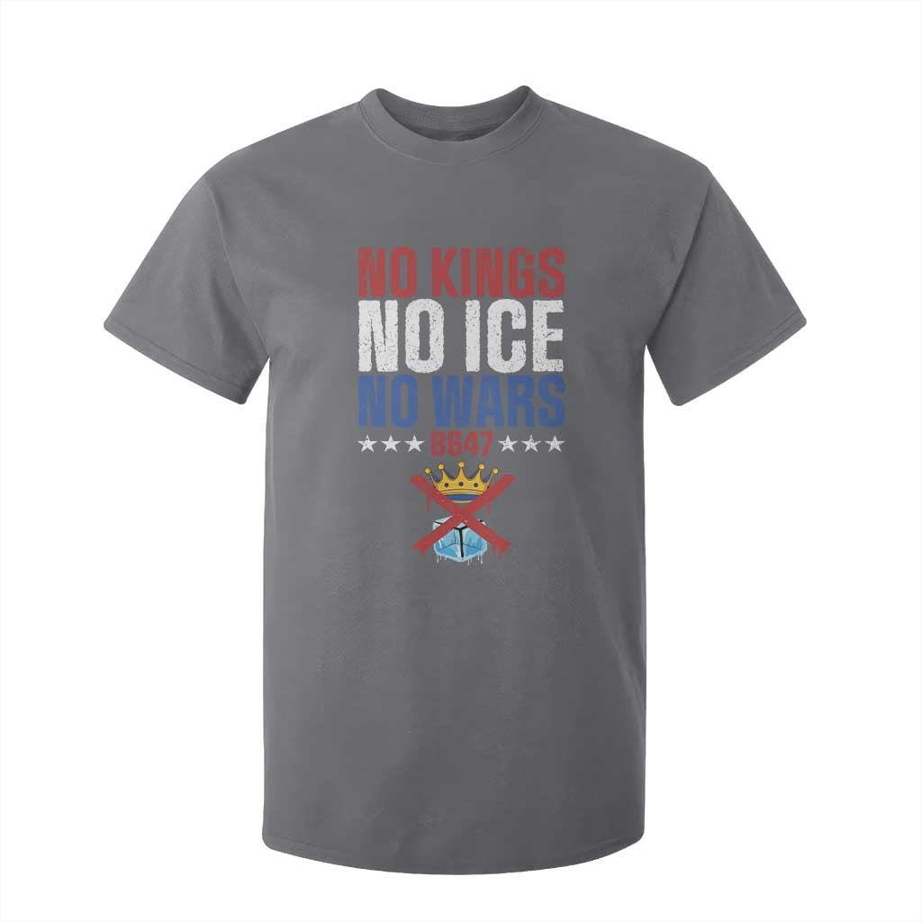 No Kings No Ice No Wars 8647 T Shirt For Kid Rejecting Kings Anti Authoritarian TS11 Charcoal Print Your Wear