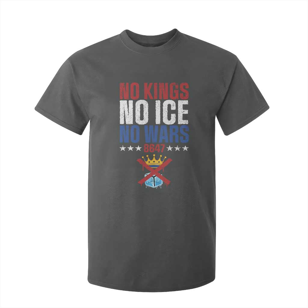 No Kings No Ice No Wars 8647 T Shirt For Kid Rejecting Kings Anti Authoritarian TS11 Dark Heather Print Your Wear