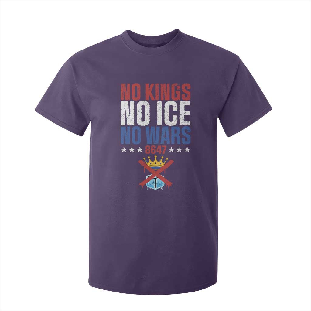 No Kings No Ice No Wars 8647 T Shirt For Kid Rejecting Kings Anti Authoritarian TS11 Purple Print Your Wear