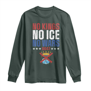 No Kings No Ice No Wars 8647 Long Sleeve Shirt Rejecting Kings Anti Authoritarian TS11 Dark Forest Green Print Your Wear