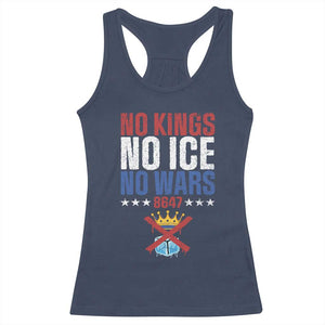 No Kings No Ice No Wars 8647 Racerback Tank Top Rejecting Kings Anti Authoritarian TS11 Navy Print Your Wear