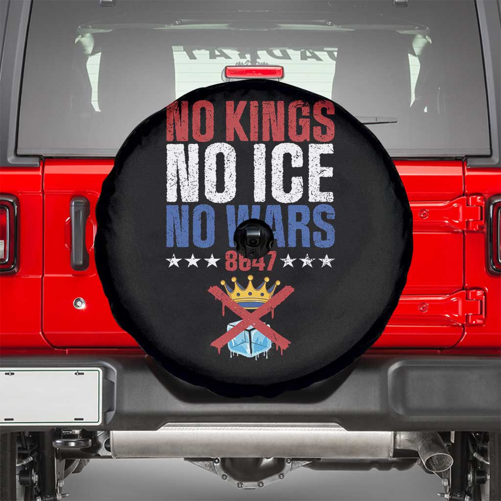 No Kings No Ice No Wars 8647 Spare Tire Cover Rejecting Kings Anti Authoritarian TS11 Black Print Your Wear
