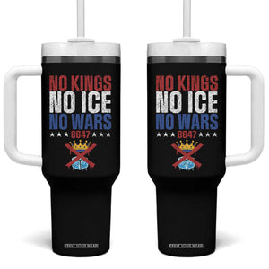 No Kings No Ice No Wars 8647 Tumbler With Handle Rejecting Kings Anti Authoritarian TS11 One Size: 40 oz Black Print Your Wear