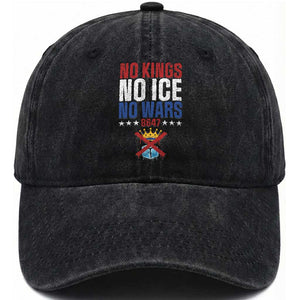 No Kings No Ice No Wars 8647 Washed Cotton Baseball Cap Rejecting Kings Anti Authoritarian TS11 Print Your Wear