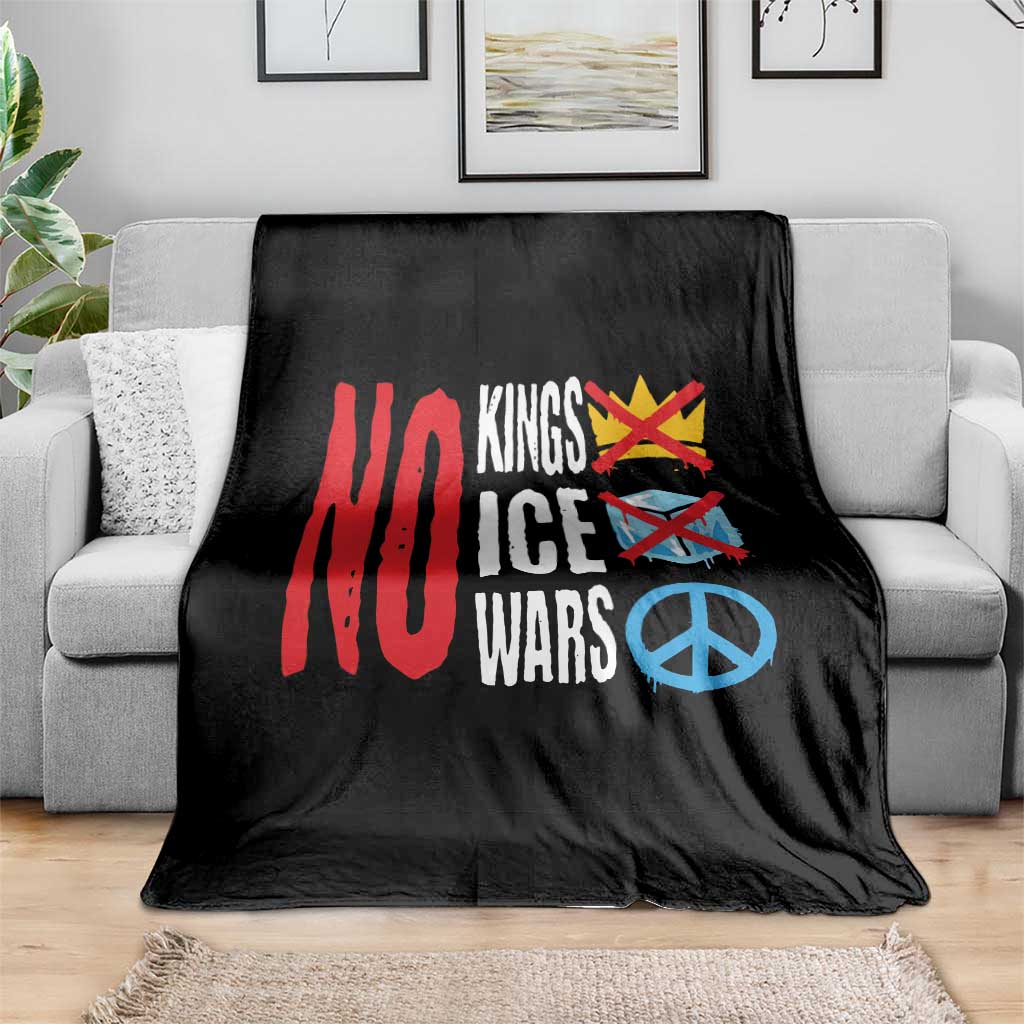 No Kings No Ice No Wars Throw Blanket Political Protest Peace Sign TS11 Print Your Wear