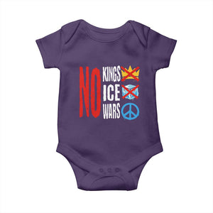 No Kings No Ice No Wars Baby Onesie Political Protest Peace Sign TS11 Purple Print Your Wear