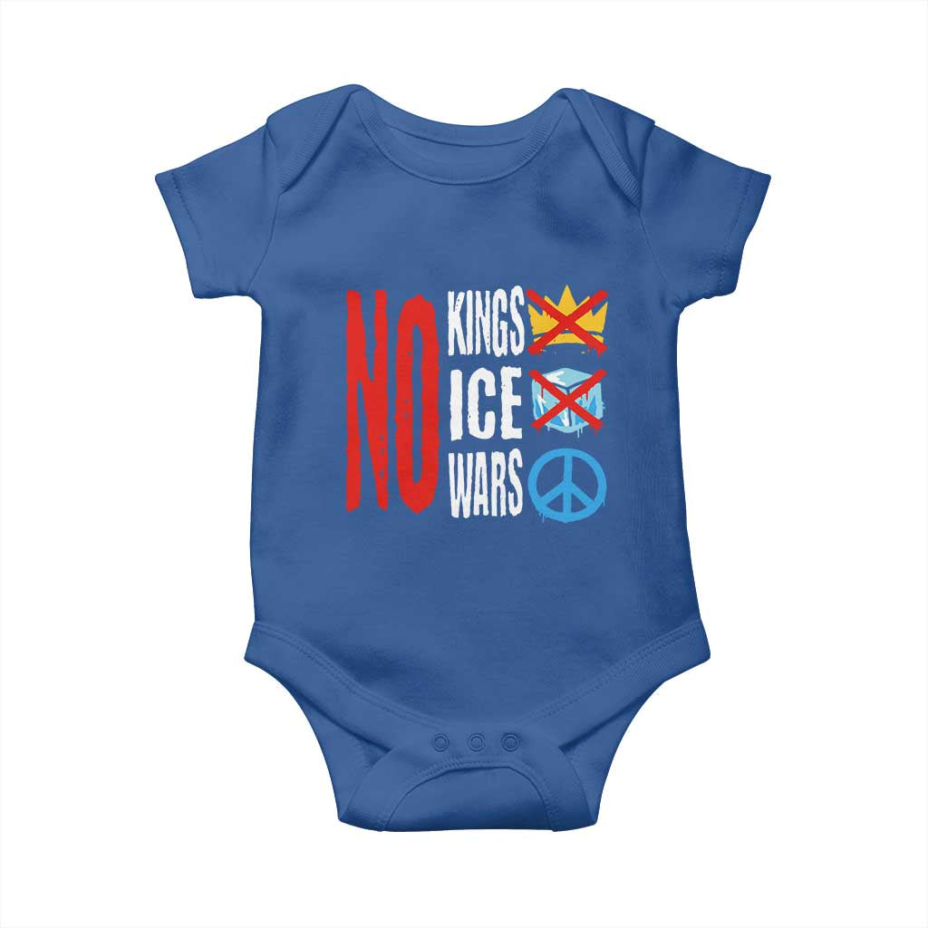 No Kings No Ice No Wars Baby Onesie Political Protest Peace Sign TS11 Royal Blue Print Your Wear