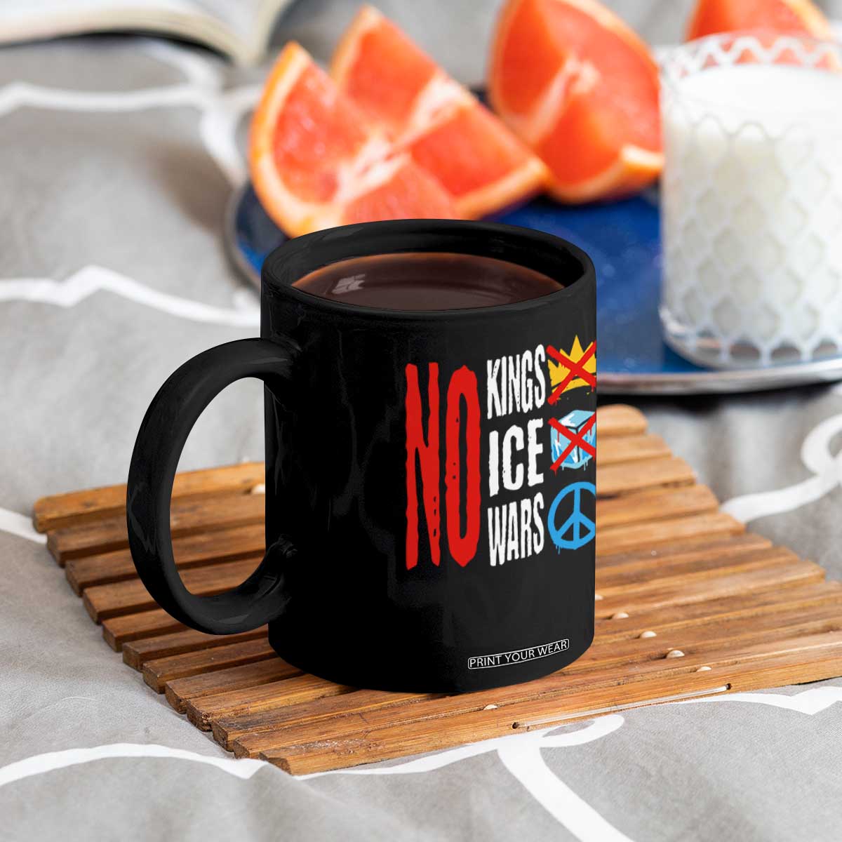 No Kings No Ice No Wars Coffee Mug Political Protest Peace Sign TS11 Print Your Wear