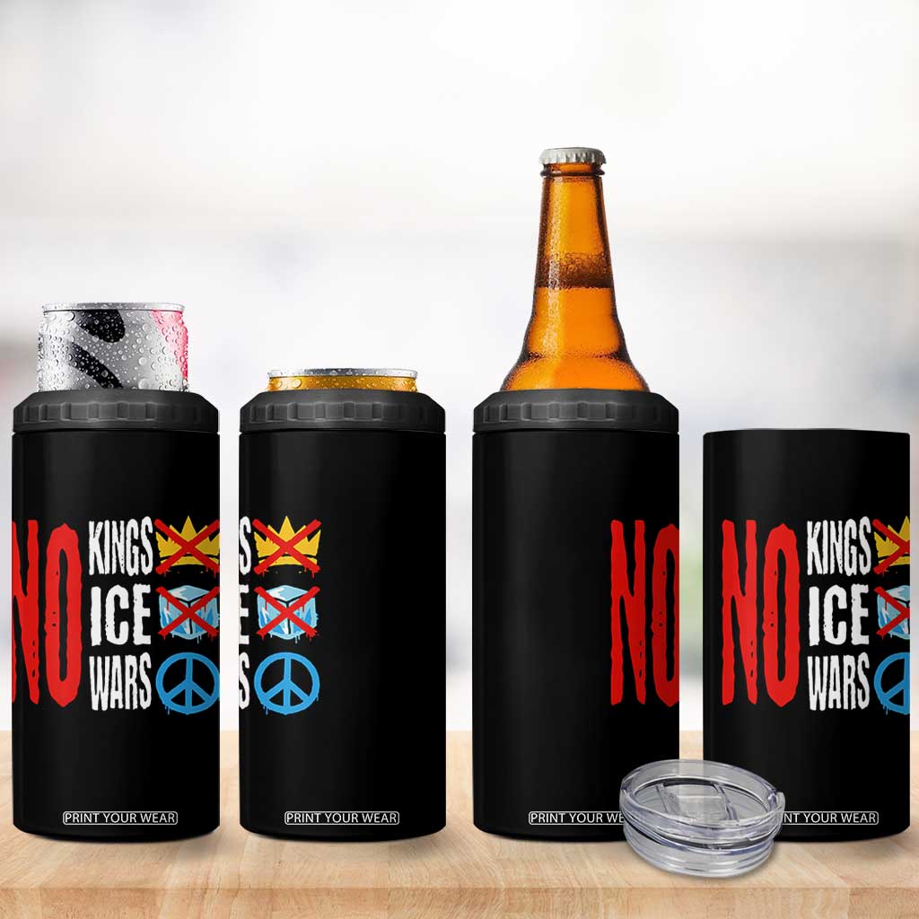No Kings No Ice No Wars 4 in 1 Can Cooler Tumbler Political Protest Peace Sign TS11 Print Your Wear