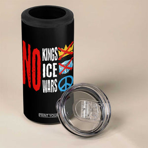 No Kings No Ice No Wars 4 in 1 Can Cooler Tumbler Political Protest Peace Sign TS11 Print Your Wear