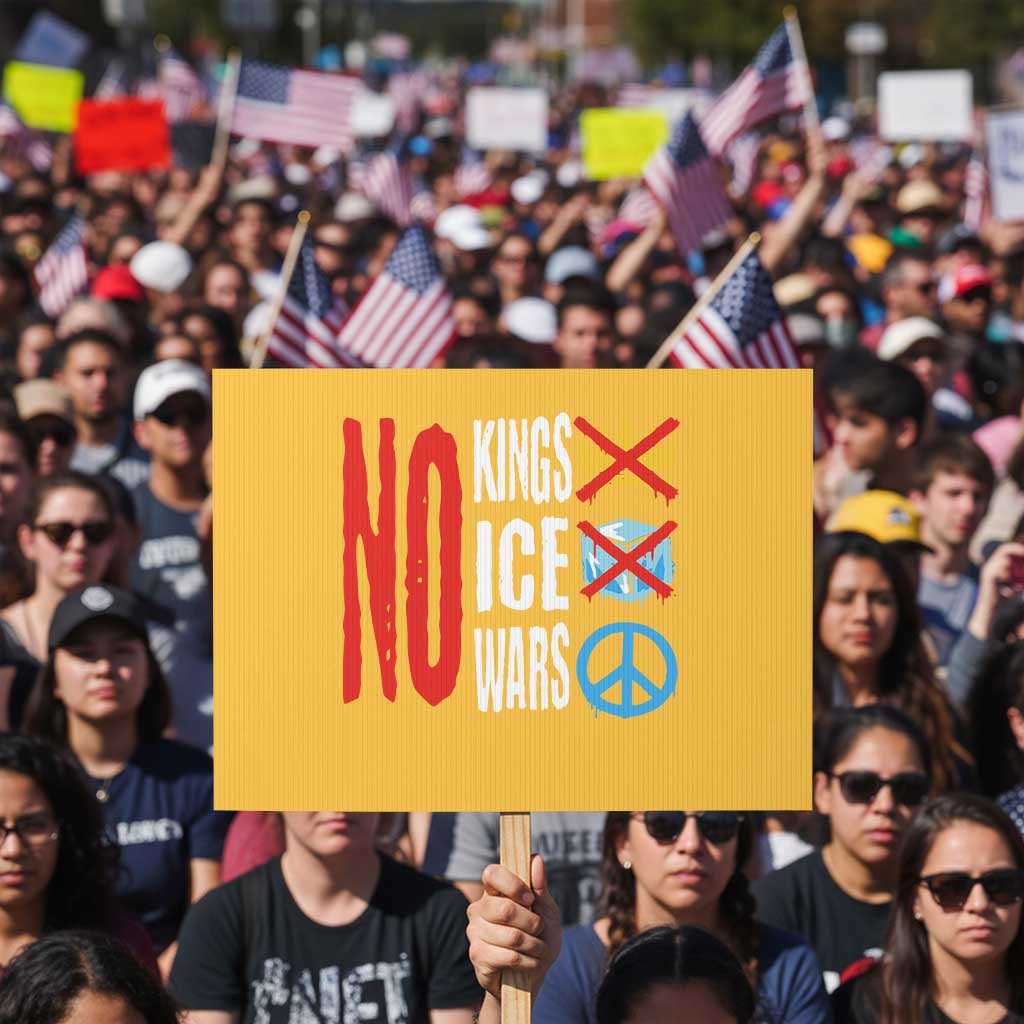 No Kings No Ice No Wars Protest Sign Political Protest Peace Sign TS11 Horizontal 18
