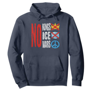 No Kings No Ice No Wars Hoodie Political Protest Peace Sign TS11 Navy Print Your Wear