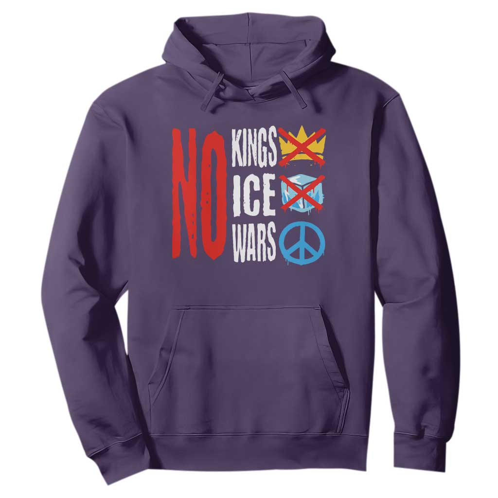 No Kings No Ice No Wars Hoodie Political Protest Peace Sign TS11 Purple Print Your Wear