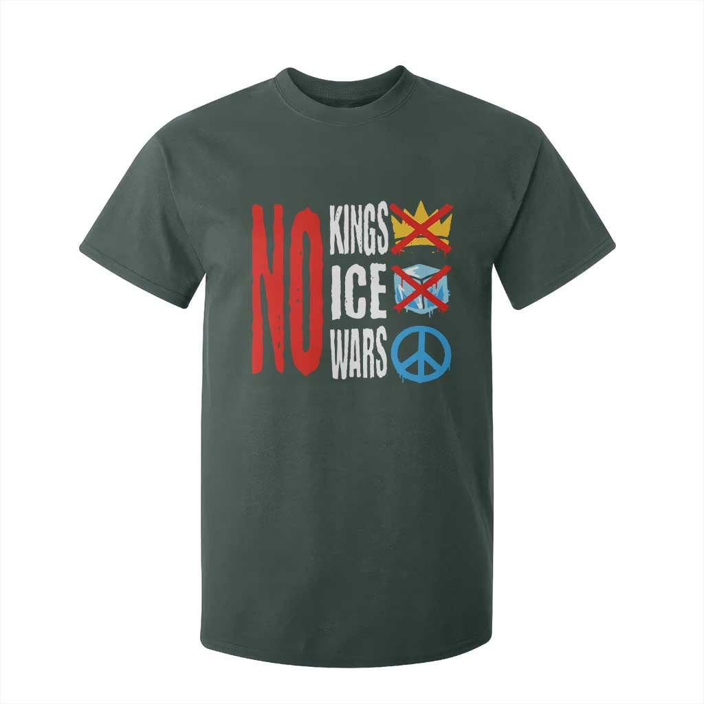 No Kings No Ice No Wars T Shirt For Kid Political Protest Peace Sign TS11 Dark Forest Green Print Your Wear