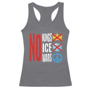 No Kings No Ice No Wars Racerback Tank Top Political Protest Peace Sign TS11 Charcoal Print Your Wear
