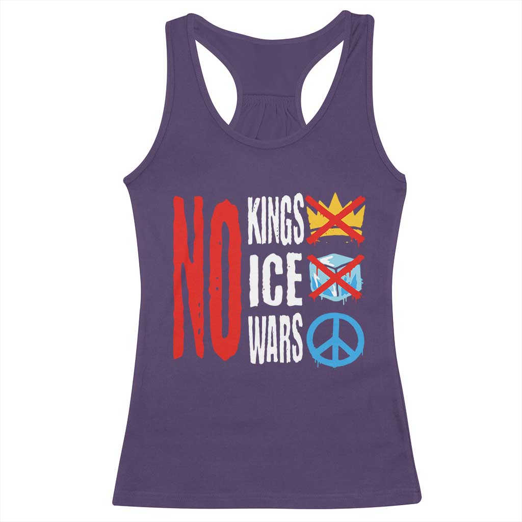 No Kings No Ice No Wars Racerback Tank Top Political Protest Peace Sign TS11 Purple Print Your Wear