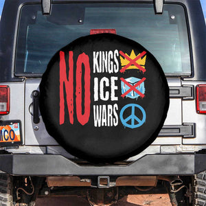 No Kings No Ice No Wars Spare Tire Cover Political Protest Peace Sign TS11 No hole Black Print Your Wear