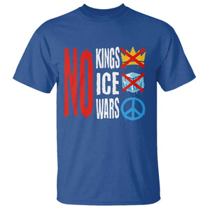 No Kings No Ice No Wars T Shirt Political Protest Peace Sign TS11 Royal Blue Print Your Wear