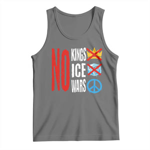 No Kings No Ice No Wars Tank Top Political Protest Peace Sign TS11 Black Heather Print Your Wear