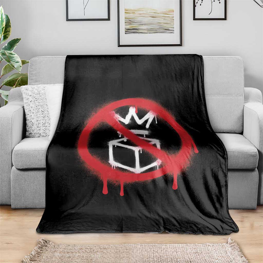 No Kings No Ice Protest Throw Blanket Vintage Political Stop Sign Graffiti Graphic TS11 Print Your Wear
