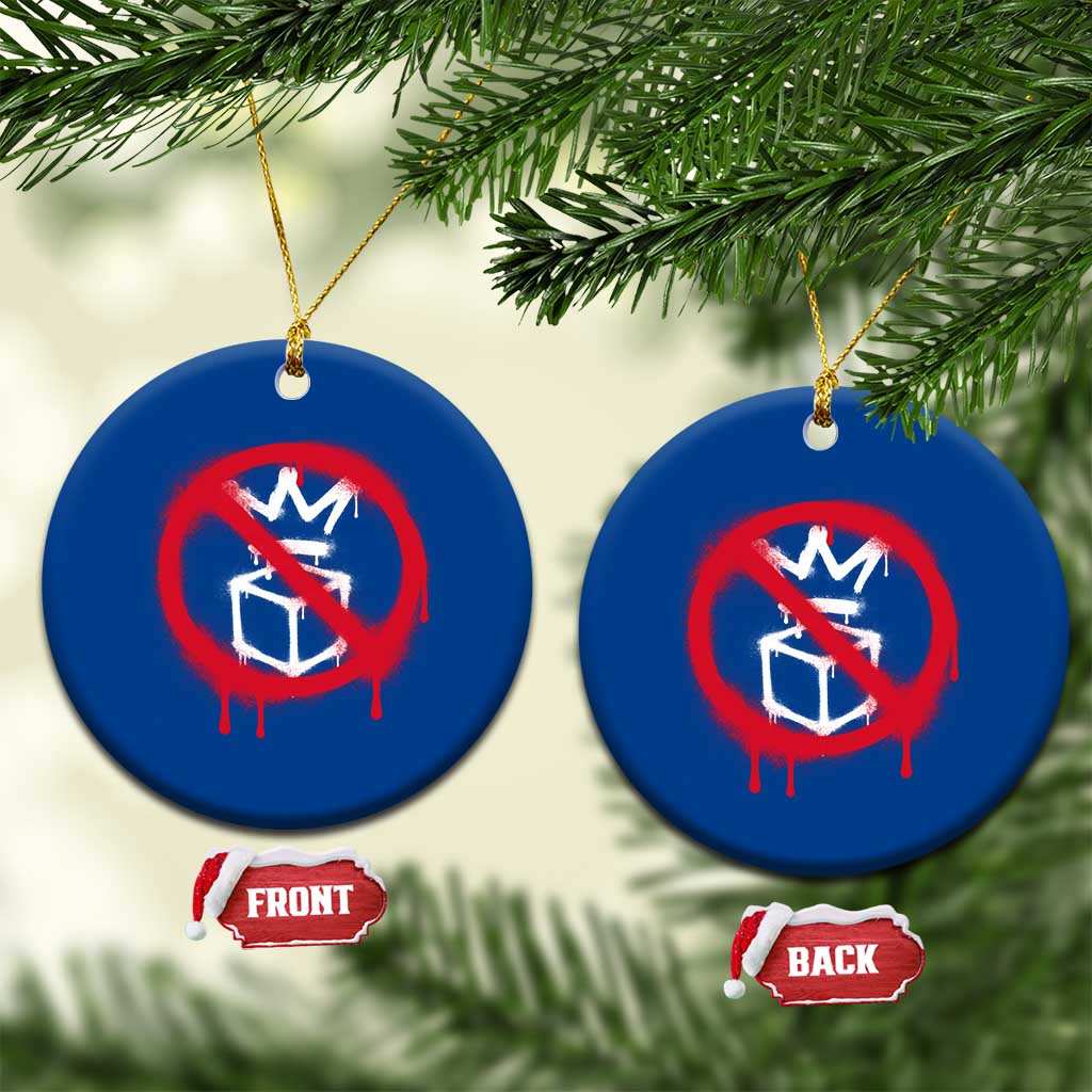 No Kings No Ice Protest Ceramic Ornament Vintage Political Stop Sign Graffiti Graphic TS11 1pc Blue Print Your Wear