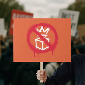 No Kings No Ice Protest Protest Sign Vintage Political Stop Sign Graffiti Graphic TS11 Horizontal 18" × 24" Orange Print Your Wear