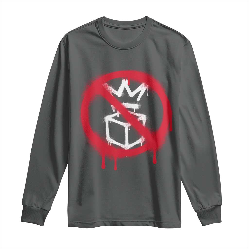 No Kings No Ice Protest Long Sleeve Shirt Vintage Political Stop Sign Graffiti Graphic TS11 Dark Heather Print Your Wear