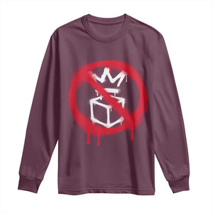 No Kings No Ice Protest Long Sleeve Shirt Vintage Political Stop Sign Graffiti Graphic TS11 Maroon Print Your Wear