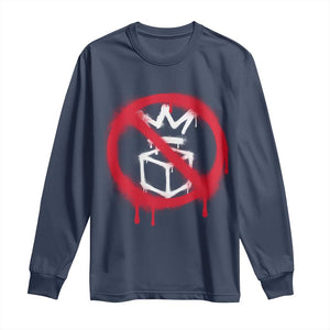 No Kings No Ice Protest Long Sleeve Shirt Vintage Political Stop Sign Graffiti Graphic TS11 Navy Print Your Wear