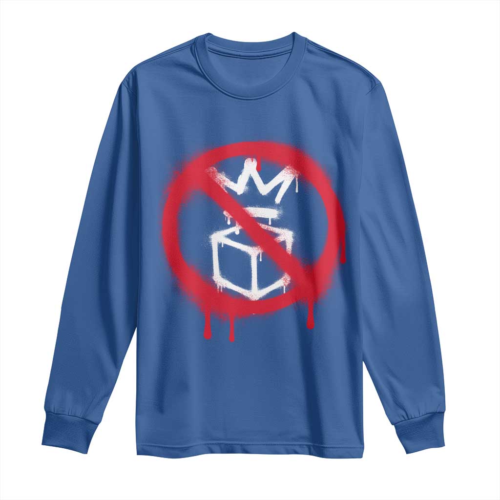 No Kings No Ice Protest Long Sleeve Shirt Vintage Political Stop Sign Graffiti Graphic TS11 Royal Blue Print Your Wear