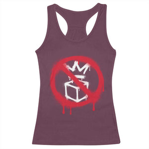No Kings No Ice Protest Racerback Tank Top Vintage Political Stop Sign Graffiti Graphic TS11 Maroon Print Your Wear
