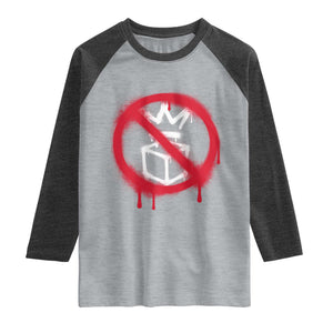 No Kings No Ice Protest Raglan Shirt Vintage Political Stop Sign Graffiti Graphic TS11 Heather Gray Heather Charcoal Print Your Wear