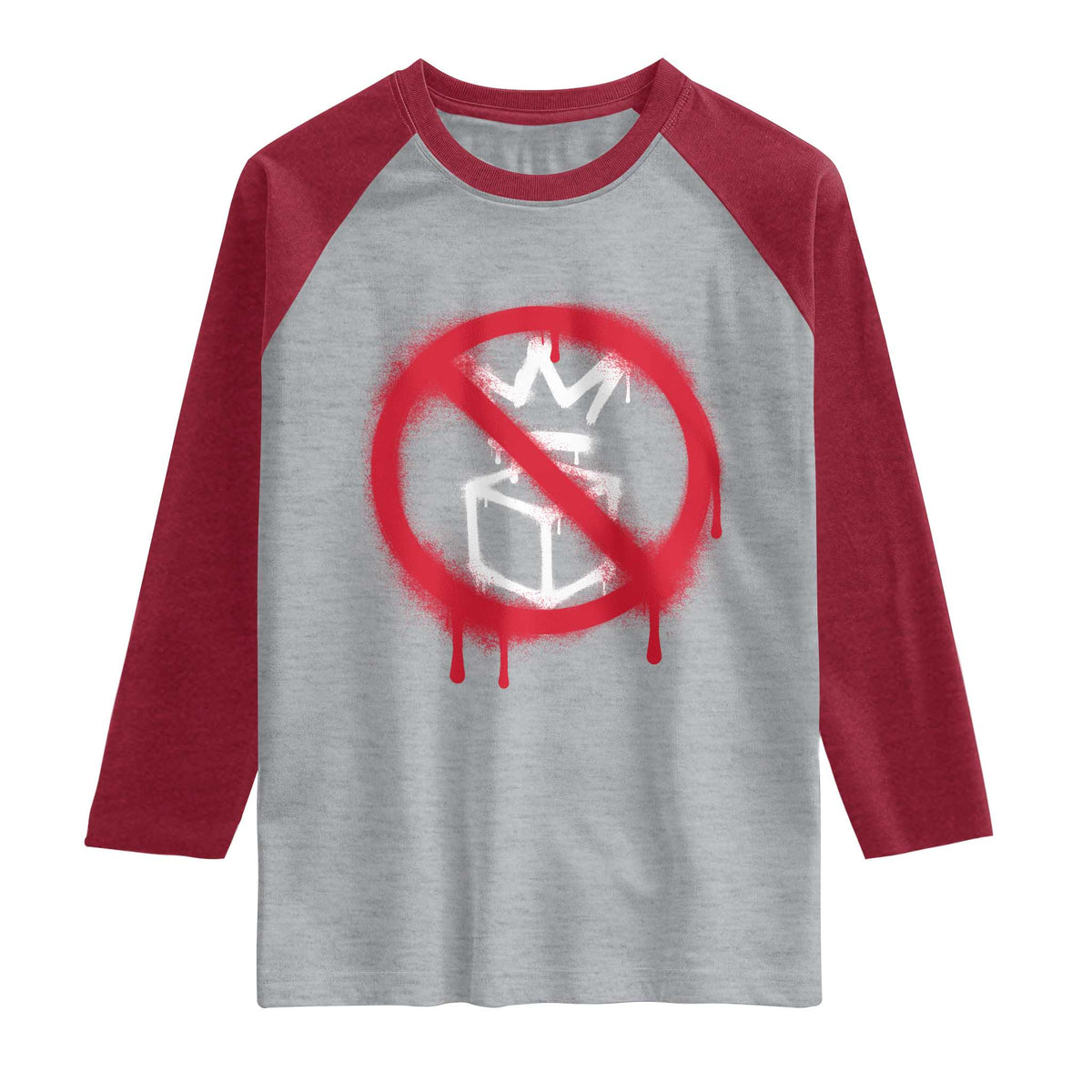 No Kings No Ice Protest Raglan Shirt Vintage Political Stop Sign Graffiti Graphic TS11 Heather Gray Heather Red Print Your Wear