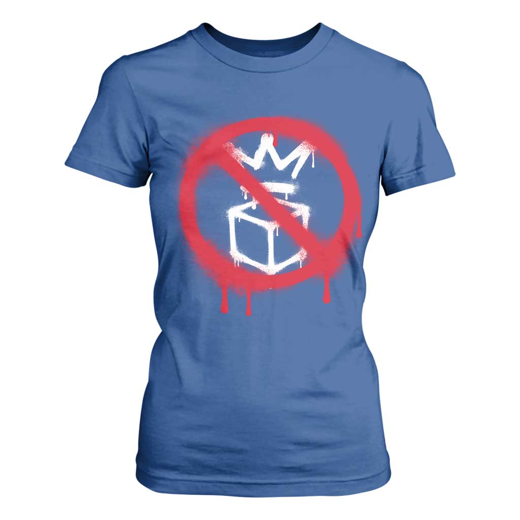 No Kings No Ice Protest T Shirt For Women Vintage Political Stop Sign Graffiti Graphic TS11 Royal Blue Print Your Wear