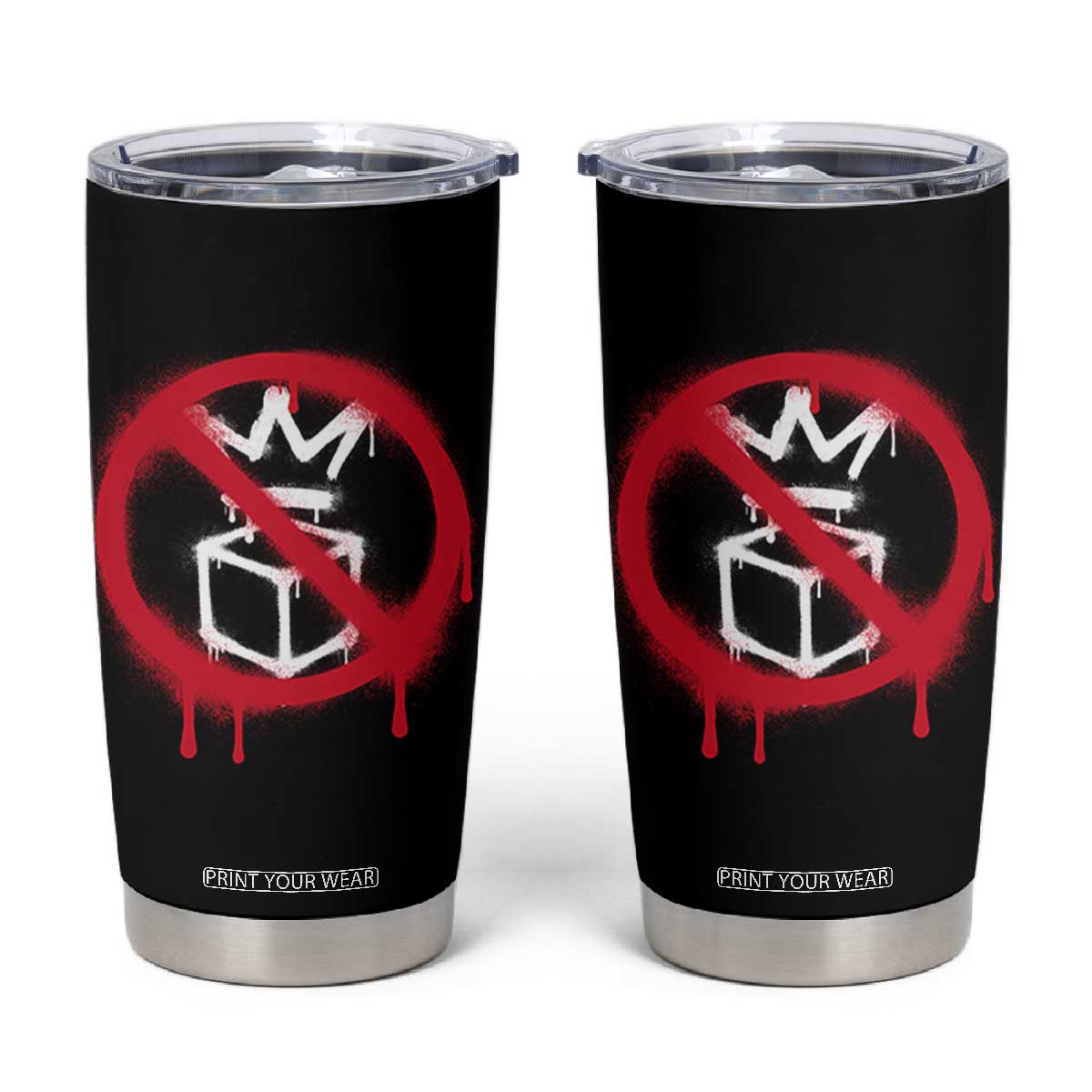 No Kings No Ice Protest Tumbler Cup Vintage Political Stop Sign Graffiti Graphic TS11 Black Print Your Wear